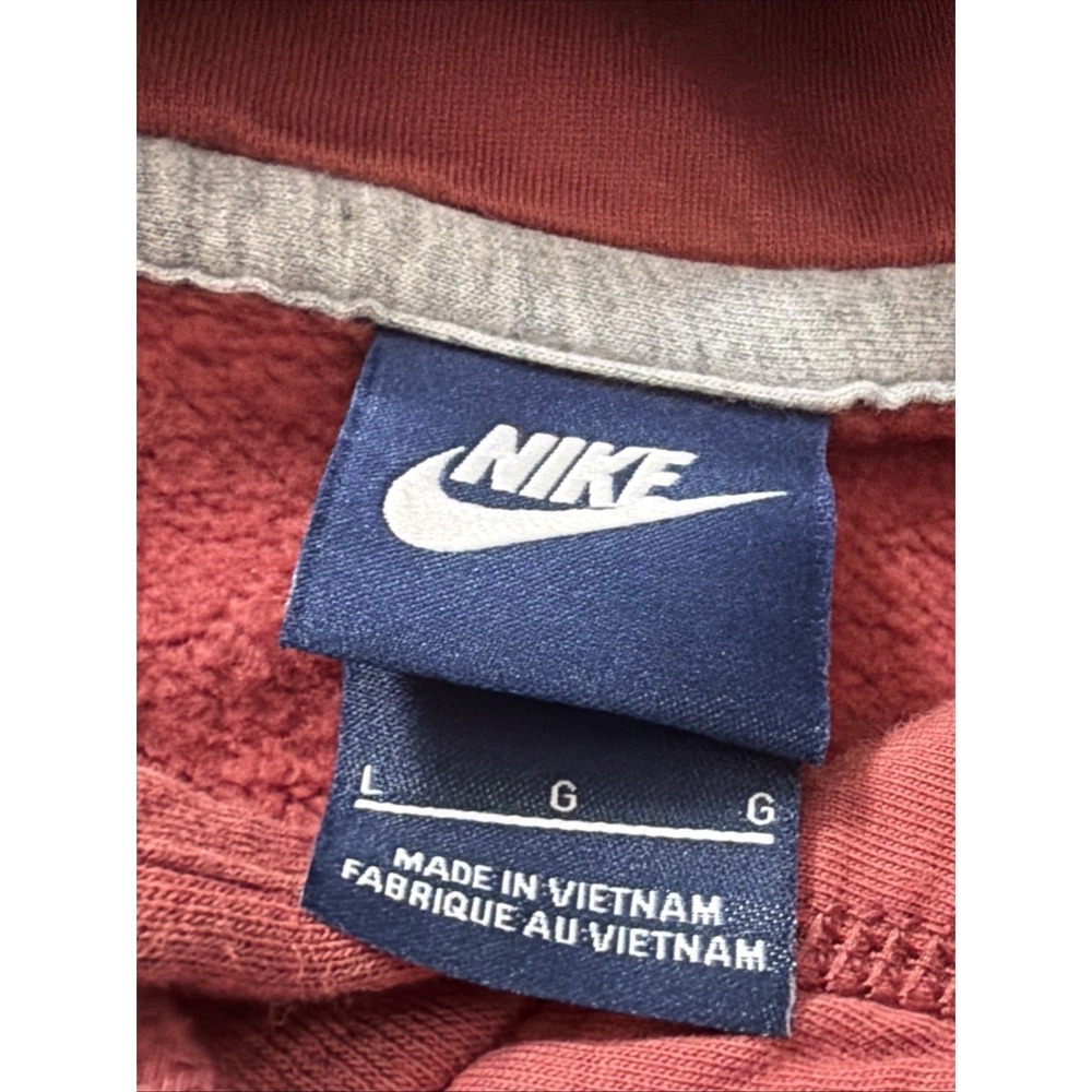Nike Pullover Hoodie Maroon Red Embroidered Swoosh Cotton Blend Size Large Gym - Picture 4 of 16